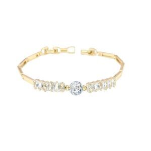18K Gold Filled baguette and round cz stone “Celina”adjustable link Bracelet